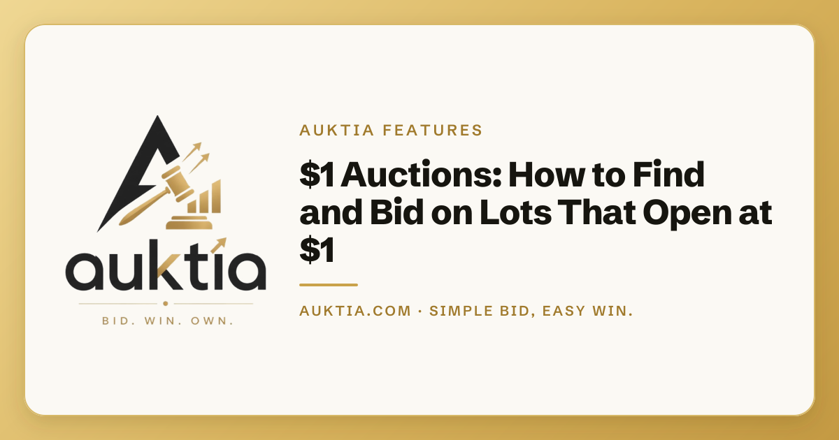 Auktia: $1 Auctions: How to Find and Bid on Lots That Open at $1