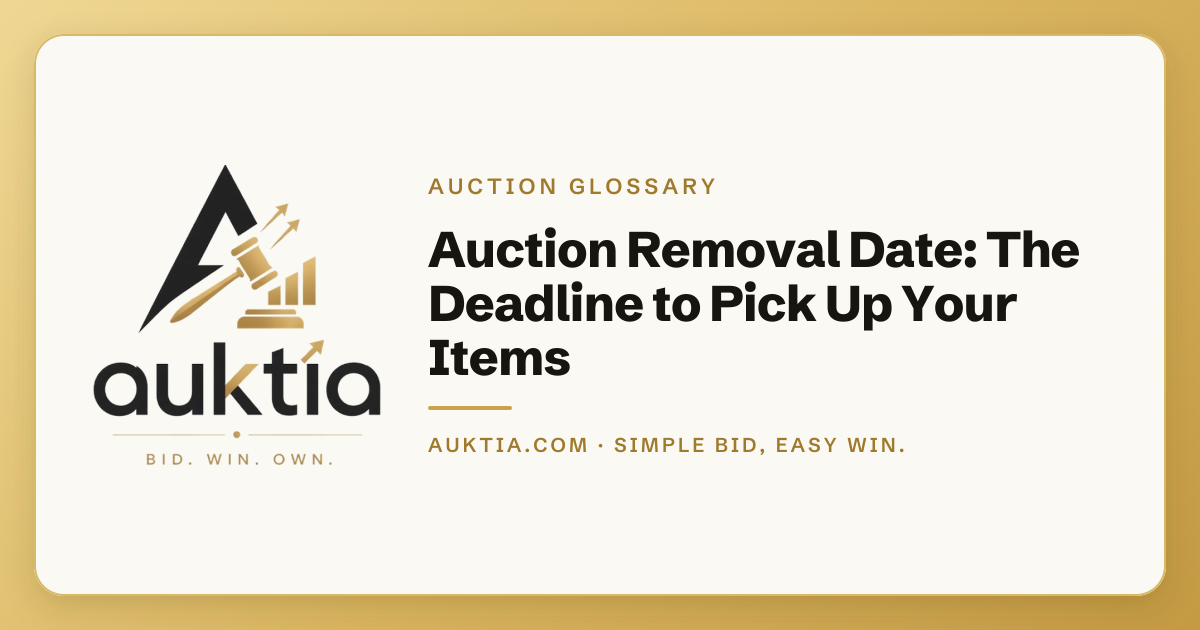 Auktia: Auction Removal Date: The Deadline to Pick Up Your Items