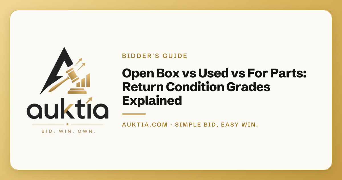 Auktia: Open Box vs Used vs For Parts: Return Condition Grades Explained