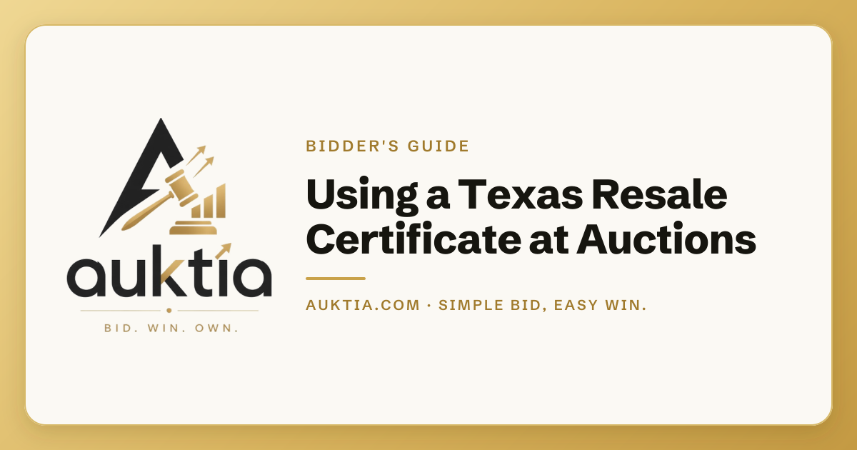 Auktia: Using a Texas Resale Certificate at Auctions
